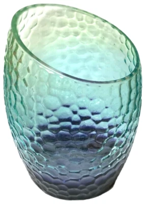 Yankee Candle AQUA MARINE Large or Medium Slanted Glass Jar  Candle Holder - Image 1 of 3
