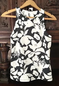 Neu mit Etikett Ann Taylor Blumenmuster schwarz weiß ärmellose Bluse Poly Elasthan XS $ 44 - Bild 1 von 6