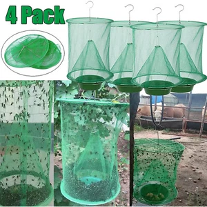 4 X Fly Trap Ranch Reusable Catcher Killer Cage Net Pest Bug Catch Hanging Horse - Picture 1 of 12
