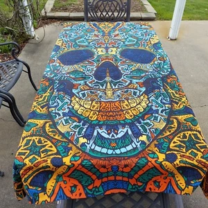 Sunshine Joy Psychedelic SKULL Tapestry Wall Hanging Tablecloth Batik 91x60" - Picture 1 of 9