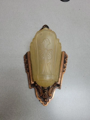 Vintage Amber Slip Shade in Copper Colored Metal Wall Sconce Cover