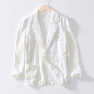 100% Linen Men's British Style Thin Business Casual Single Button Suit Jacket - Picture 1 of 29