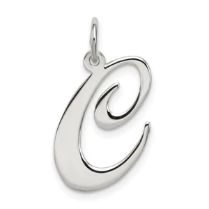Sterling Silver 925 Fancy Script Letter C Initial Charm Pendant 0.83 Inch - Picture 1 of 4