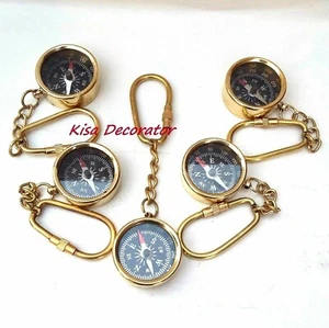 Lot Of 20 PCs Brass Maritime Nautical Vintage Pocket Compass Key Chain Gift Item - Picture 1 of 3