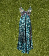 Boho HippY Maxi Dress, Beach MAXIDress Recycle silk Summer Strap Dresses S/M/L