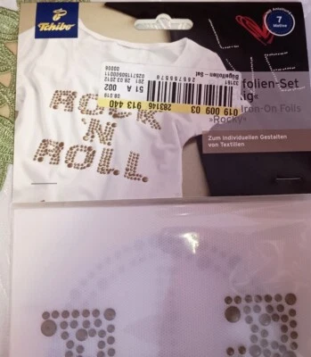 Tchibo Bügelfolien Set 'Rockig' ** OVP ** 7 Motive * Nieten * Steinchen * Folie - Bild 1 von 4