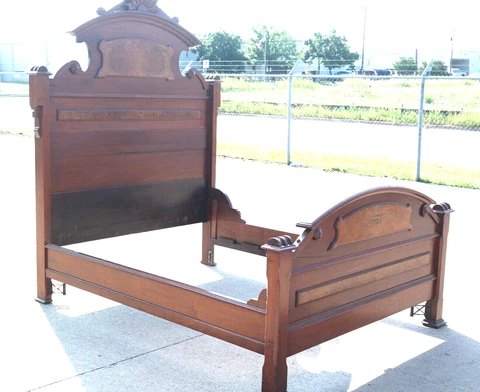 Antique Eastlake Beautifully Carved Queen Size Bed Cover