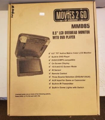 Monitor aéreo LCD Audiovox MMD85 8,5" con reproductor de DVD nuevo Foto 1 de 4
