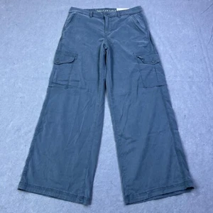 NEW American Eagle Pants Womens 10 Dreamy Drape Mid-Rise Baggy Cargo Wide-Leg - Picture 1 of 17