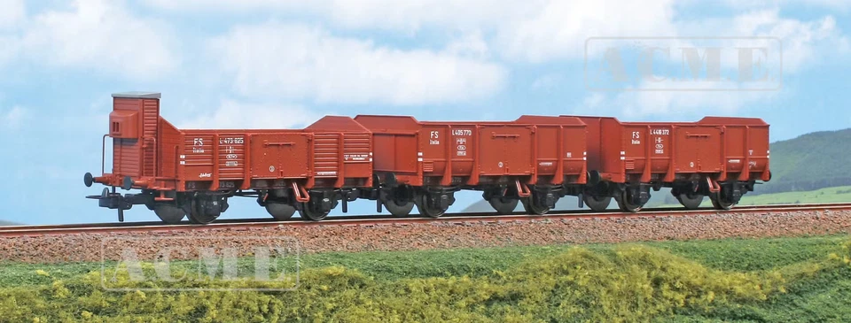 ACME 45184 Set di tre carri a sponde Tipo L con e senza garitta FS