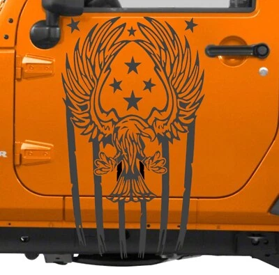 登陆鹰国旗美国连帽门乙烯基贴花赛车条纹(适用于吉普牧马人) — 第 1/4 张图片