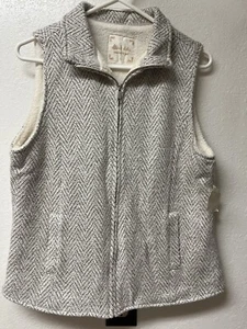 Altar'd State Sherpa Lined Vest NWT Size Small White Gray Chevron Jacket - Picture 1 of 6