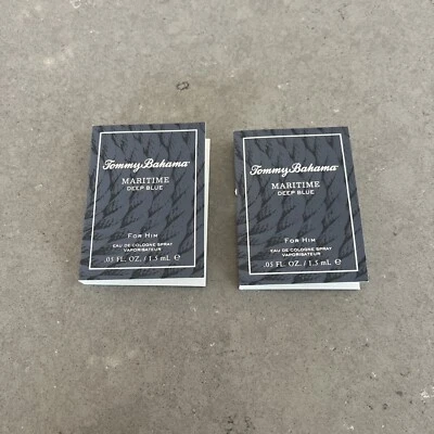 2 Pk Tommy Bahamas MARITIME DEEP BLUE Eau De Cologne Spray .05oz Carded Sample Foto 1 de 4
