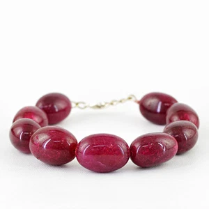 BEST QUALITY 385.00 CTS EARTH MINED RICH RED RUBY OVAL SHAPE BEADS BRACELET (DG) - Picture 1 of 2
