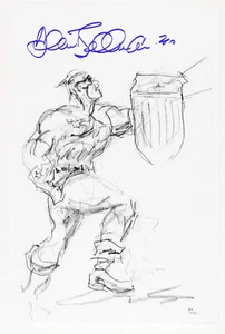 1941 circa Allen Bellman Captain America Shield Signed 11x17 Sketch Print (JSA) - Picture 1 of 2