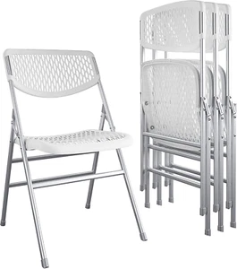 Ultra Comfort Commercial XL Plastic Folding Chair, 300 Lb. Weight Rating, Triple - Picture 1 of 8