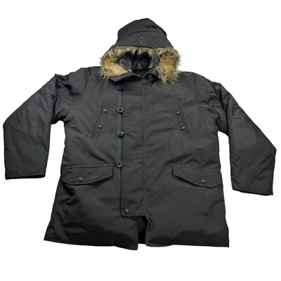 Tumi Tech Men's Down Fur Hooded Puffer Parka Jacket Coat Black • XL - Image 1 of 4