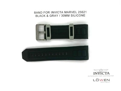 Auténtica correa de reloj Invicta Marvel 25621 negra gris silicona 30 mm Foto 1 de 3