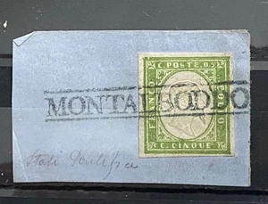 Sardinien/Italien 1855 auf kleinem Stück um 12 - Bild 1 von 2