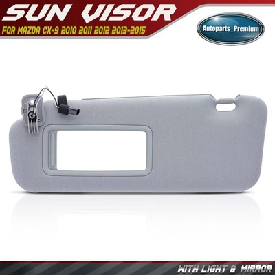 Parasol gris lado conductor izquierdo con extensor y espejo retrovisor para Mazda CX-9 2010-2015 Foto 1 de 4