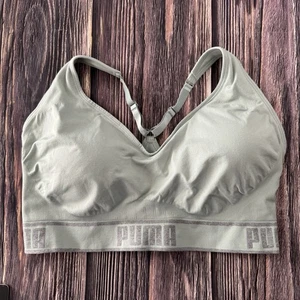 PUMA Plus Size 3X Low Support Seamless DryCell Racerback Sport Bra Light Green - Picture 1 of 8
