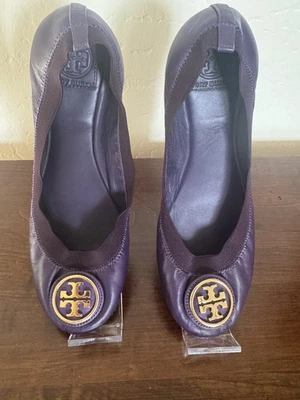 Sapatilhas de balé Tory Burch Caroline couro macio roxo 9,5 - Imagem 1 de 4