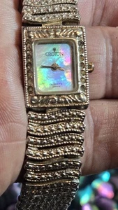 Vintage Croton Diamond Cut Solid Sterling Silver Mother Of Pearl Watch Small 6.7 - Picture 1 of 11