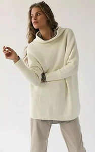 Free People Women Ottoman Slouchy Tunic Sweater Ivory Size Large - Picture 1 of 9