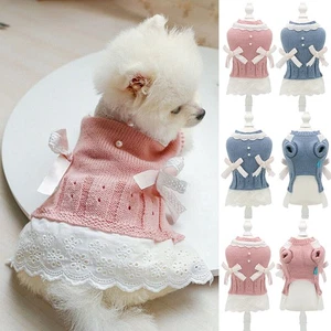 Clothes Knit Dog Classic Winter Puppy Cat Jumper Dress Princess Coat Pet Warm - Picture 1 of 15