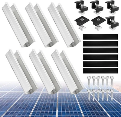 SOL-TEC 12/30cm PV Montageschiene Halter Solarmodul Halterung Alu Schiene Trapezblech