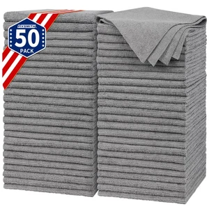 Shop Towels, Pack of 50, Grey Microfiber Cleaning Cloth Bulk, Microfiber Towe... - Picture 1 of 7
