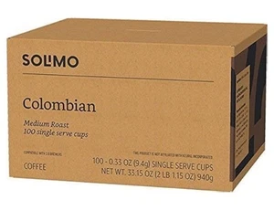 Solimo Medium Roast Coffee Pods Colombian Comp WKeurig 2.0 Brewer (100) 1/18/25 - Picture 1 of 4