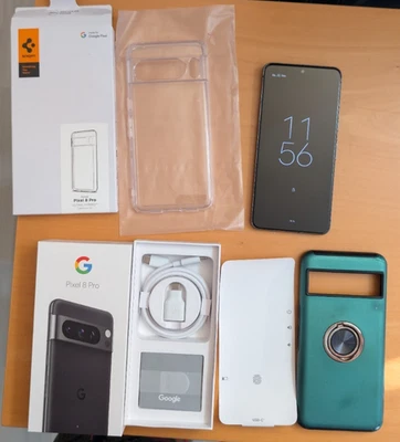 Google Pixel 8 Pro XL Obsidian schwarz black, kein Simlock, 2x Hülle, wie neu - Bild 1 von 4