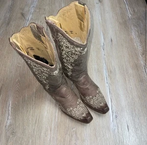 Stivali donna Corral Western Crater 13" pelle ricamo misura 9,5M marrone A1094 - Foto 1 di 15