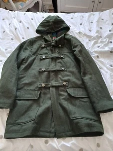 Original Penguin Duffle Coat Men L Tartan Lined Green - Picture 1 of 5