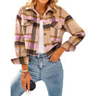 Womens Plaid Button Down Long Sleeve Shirt Fall Jacket Flannel Shirt Shacket