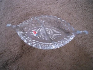 FOSTORIA GLASS CLEAR AMERICAN PATTERN OVAL DIVIDED RELISH PICKLE NUT DISH - Picture 1 of 11