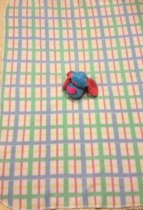 Rare 2004 Luv N Care Puppy Dog Baby Security Blanket Blue Red Pastel Plaid Lovey - Picture 1 of 5