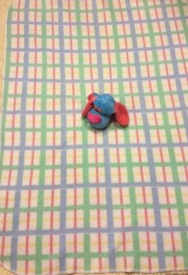Rare 2004 Luv N Care Puppy Dog Baby Security Blanket Blue Red Pastel Plaid Lovey - Image 1 of 4