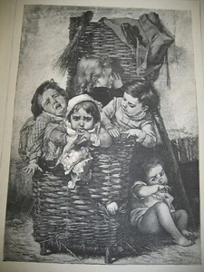 1874 Le Bagage De Croquemitaine Timoléon Marie Lobrichon Wood Antique PRINT - Picture 1 of 3