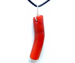 40mm Branch Natural Red Coral Pendant Necklace for Women Jewelry 18" Cord Choker - Picture 1 of 2