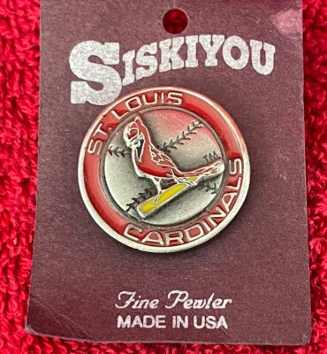 St. Louis Cardinals Bird on Bat Pin Pewter 1990s  Siskiyou New On Card - Image 1 of 3