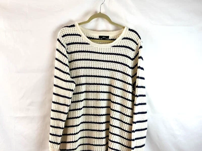 Suéter túnica mujer Ellos talla L 18/20 crema con rayas azul marino yate de navegación Foto 1 de 3