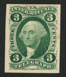 USA Scott # R19P4 VF Hinged Cardproof Telegraph BOB Revenue US Stamp Cat $28 - Picture 1 of 2
