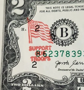 🔥🔥 "Support Our Troops" Two Dollar Bill ** Uncirculated & Sequential **🔥🔥 - Picture 1 of 8