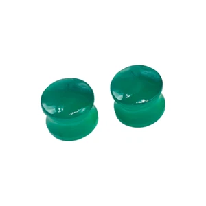 Green Onyx Gemstone Body Piercing Plugs Size 8g-1" Custom Sizes Available - Picture 1 of 9