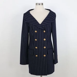 Marissa Webb Blazer Dress Robin M Medium Sheath Double Breasted Navy Pinstripe - Picture 1 of 12