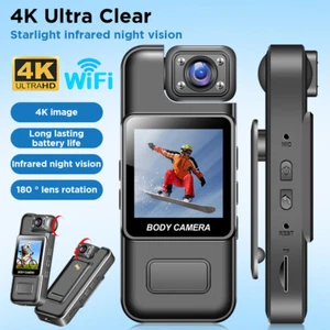 4K 1080P Camcorder Mini WiFi Police Body Camera HD 180° Video DVR IR Night Cam - Picture 1 of 16