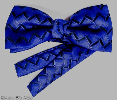 Pajarita para hombre ropa formal azul real/negro con estampado de bandas Foto 1 de 3