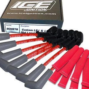 ICE PRO 100 9mm Spark Plug Leads Commodore Chev LS1 LS2 LS76 L77 L98 + Sleeves - Picture 1 of 5